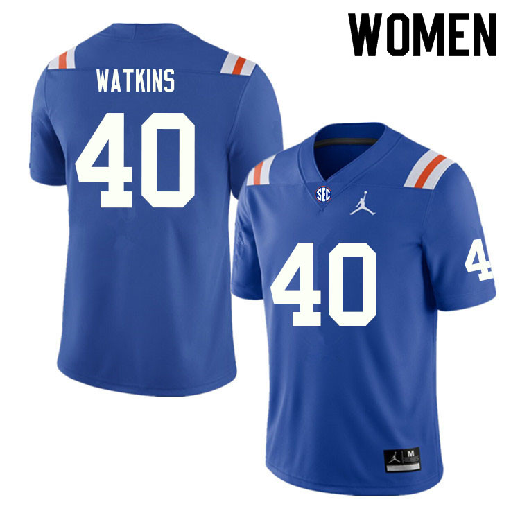 Women #40 Jacob Watkins Florida Gators College Football Jerseys Sale-Throwback